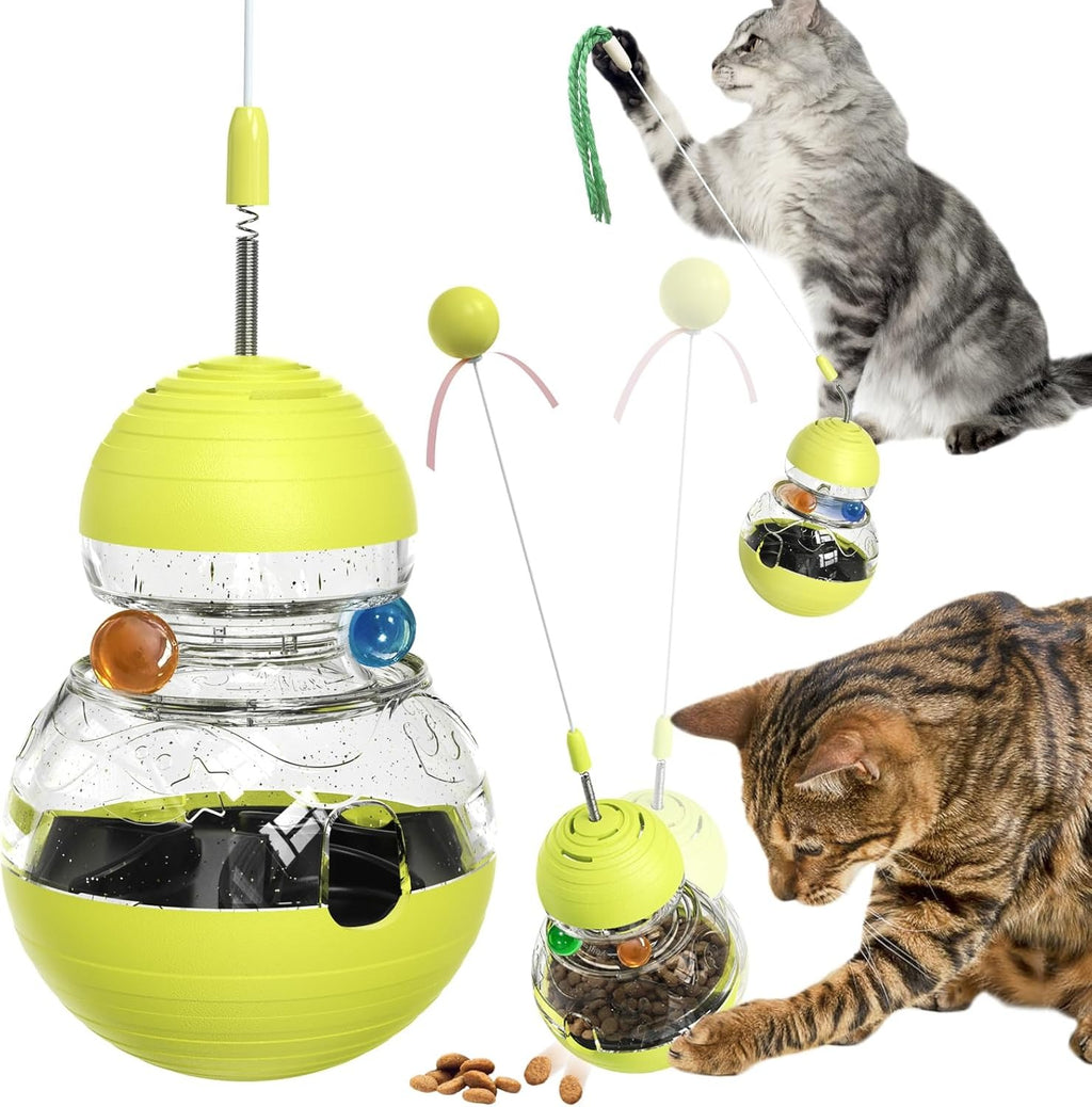 Cat Toy for Indoor tumbler Cats Wobble Kitten Treat Dispensing Ball Food Dispenser Puzzle Slow Feeder Balls Kitty Stimulating Indoor Interactive Brain Game