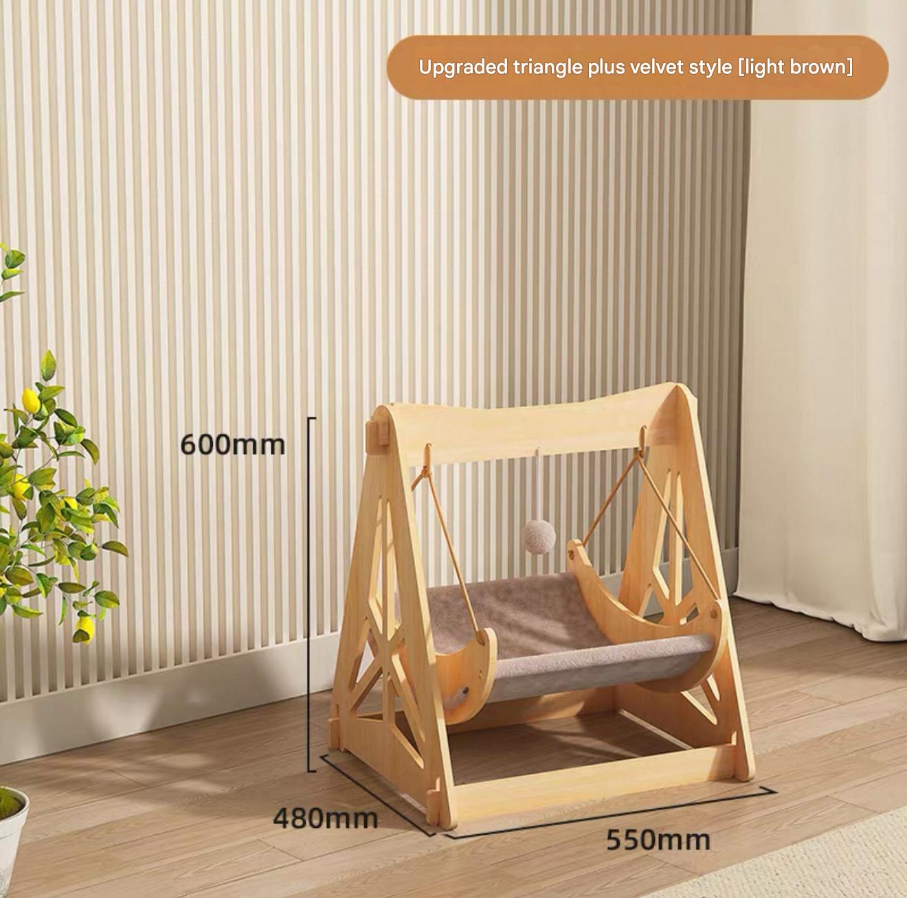 Product Name: Upgraded Triangle Wooden Pet Swing Bed (3 Color Options)