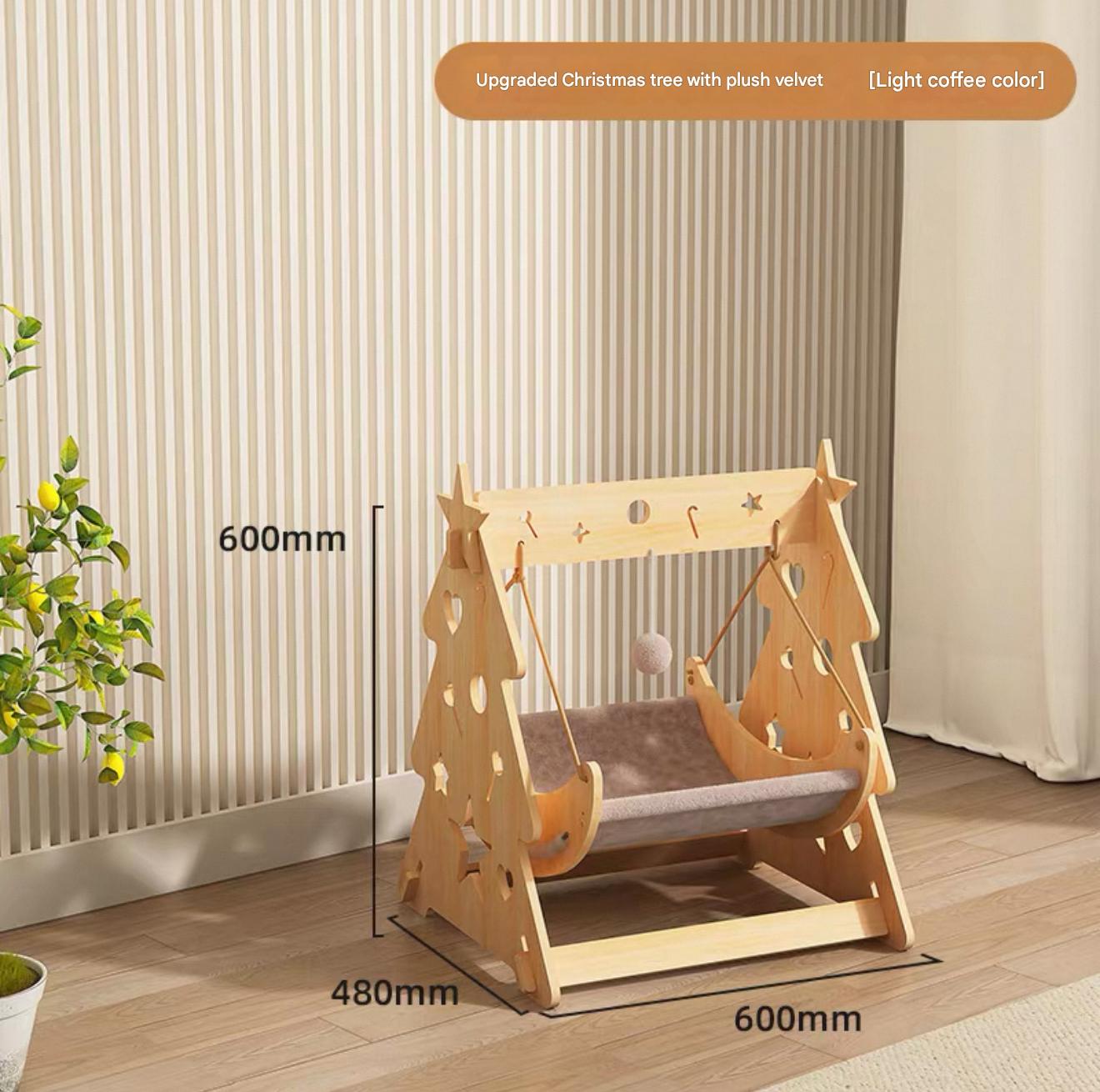 Product Name: Upgraded Christmas Tree Wooden Pet Swing Bed (3 Color Options)