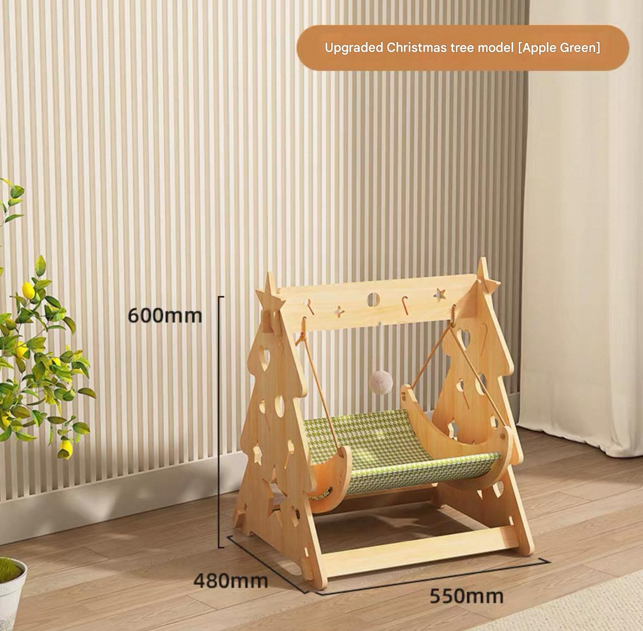 Product Name: Upgraded Christmas Tree Wooden Pet Swing Bed (3 Color Options)