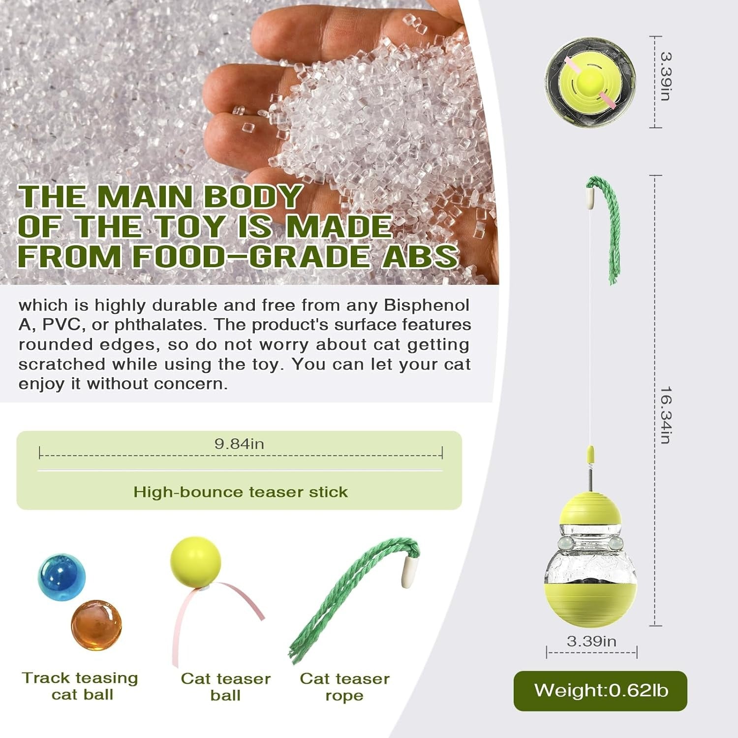 Cat Toy for Indoor tumbler Cats Wobble Kitten Treat Dispensing Ball Food Dispenser Puzzle Slow Feeder Balls Kitty Stimulating Indoor Interactive Brain Game